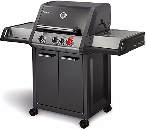 ENDERS - Barbecue Monroe Black Pro 3 K Turbo - 3 brûleurs dont 1 Turbo Zone - 1 brûleur latéral - Simple Clean - Switch Grid - Jusqu'à 14 convives - 14,1 kW