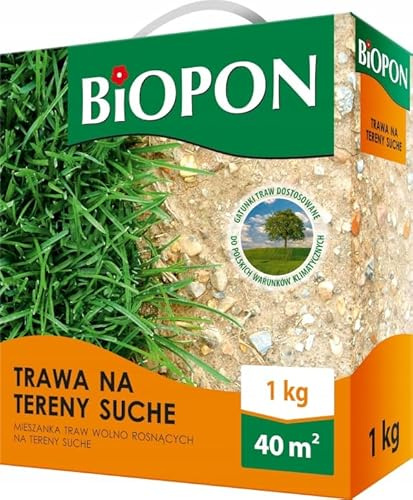 Biopon Rasensamen Dürreresistenter 1 kg - Grassamen Resistent gegen Starke Sonne - 1 kg Samen für 40 m² - Effizientes Rasensaat für Schönen Garten