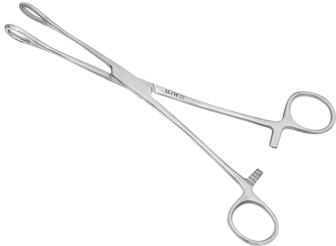 Pinza per Piercing – Forcipe Round in Acciaio Inox con Chiusura a Cricchetto e Becchi Dentati – Per Lingua, Ombelico, Naso, Labbra