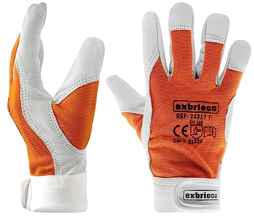 EXBRIECO, 1, 3, 6 o 12 Paia, Guanti da Lavoro, DPI, Guanti in Pelle D'agnello, Protezione Dall'abrasione, Resistenza allo Strappo, Sicurezza sul Lavoro, Meccanica, Termica, Giardinaggio, Edilizia.