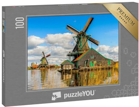 puzzleYOU: Puzzle 100 Teile „Windmühle in Zaanse Schans, Niederlande“