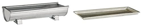 Dehner Pflanzgefäß Dachrinne, ca. 60 x 17 x 10 cm, verzinkt, Silber & Pflanzgefäß-Untersetzer, ca. 60 x 18 cm, Zink
