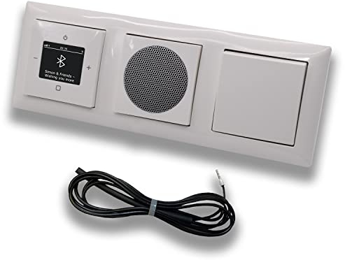 Busch Jäger DAB+ Unterputz Bluetooth Radio 8217U-101 Balance Si alpinweiß Komplett-Set + Lautsprecher + Tastschalter Taster (Federmechanismus) 2020US + 0,9 m EBROM Wurfantenne zur Empfangsoptimierung