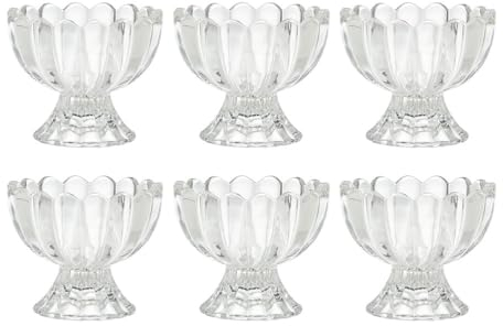 Cabilock 6pièces Coupe à Glace Verre Bol à Dessert Coupe à Gelée Verre Pour Maison Transparent