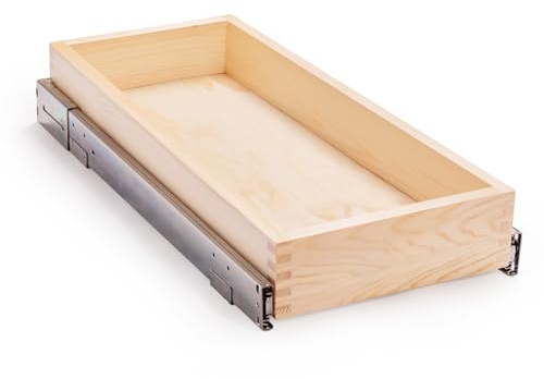 Mulush 10”W x 21”D x 3”H Soft Close Slide Out Wood Drawer Organizer for Kitchen, (Cabinet Opening>11.5 inches for Bottom Assembly, Opening= 11 inches for Side Assembly)