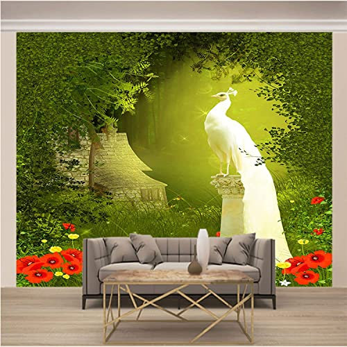 Papier Peint Mural 3D Mural Auto-Adhésif Mural Multiple Taille Animal Forêt Paon Papier Peint Mural Auto-Adhésif Photo Papier Peint Café Restaurant Stickers Muraux Art Moderne Affiche Photos 200 x 15