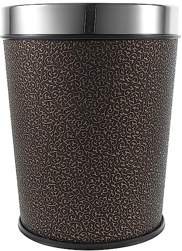 Tofficu Chinese Style Trash Can Bathroom Garbage Can Vintage Home Trash Bucket Retro Waste Bucket for Toilet Area Waste Container Material