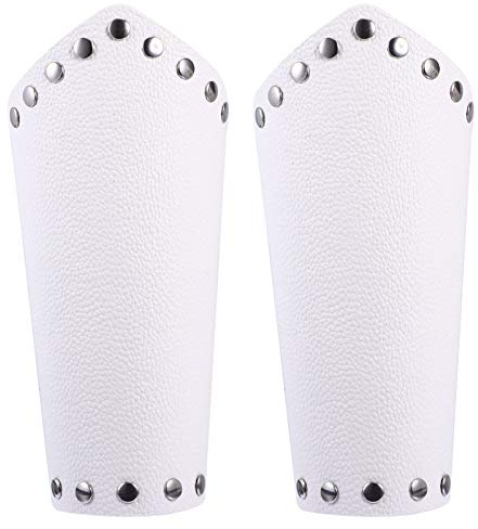 ZAANU 1 Paar Armschützer aus Kunstleder, Punk, mittelalterliche Kreuzarmschienen, Lederhandschuh, Unisex-Armschutz aus Leder, Schwarz/892 (Color : White)