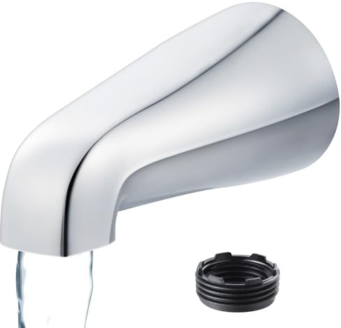 Dreyoo Universal Bath Tub Spout with Adapter, 5 Bathroom Bathtub Faucet Spout Without Diverter, Fits for 1/2'', 3/4'' IPS Inside Thread Connection and Tub/Shower Faucet Brands(Chrome)