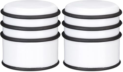 Relaxdays Türstopper für den Boden, schwerer Türpuffer, f. Türen & Fenster bei Luftzug, 3 Gummiringe, innen, ∅ 7cm, weiß, 8,00 x 7,00 x 7,00cm (Packung mit 2)