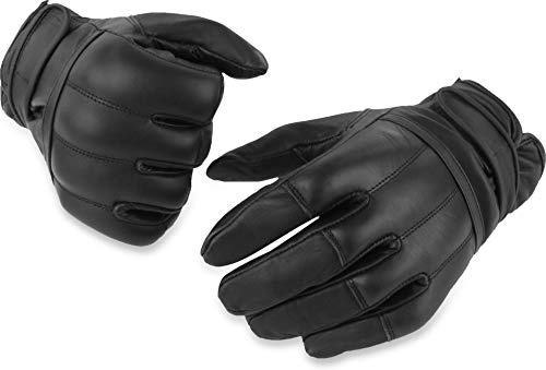 normani 1 Paar Polizei Quarzsandhandschuhe Einsatzhandschuhe aus echtem Rindsleder (XS-5XL) Farbe Dunkelschwarz Größe 5XL