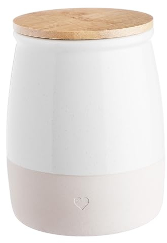 BUTLERS Aufbewahrungsdose Steinzeug - ME TIME - | Farbe Weiß - 1,2 l ø12 x H15 cm - Vorratsdose für Kaffee & Tee - Vorratsbehälter mit Silikondichtung