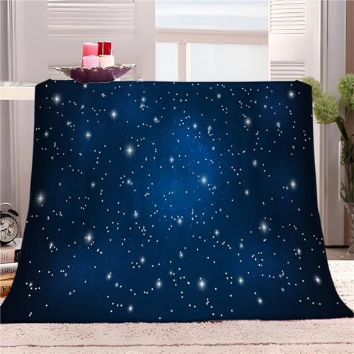 Kuscheldecke Flauschig Decke XXL 150x200cm Couchdecke - Sterne Am Sternenhimmel Der Blauen Galaxie Fleecedecke Warme Sofa Decke für Spring, Blau Kuschlige Wohndecke Kinder Tagesdecke