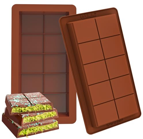 Webake Stampo per Torrone Silicone LFGB 2 pezzi Stampo Cioccolato Tavoletta Stampo Cioccolatini profondo