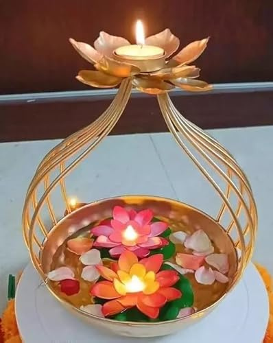 SPARKLINE CO. Handgefertigte Diya-Form Blume dekorative Urli-Schale für Zuhause, perfekt für schwimmende Blumen und Teelichter, ideale Heim- und Tischdekoration, Diwali-Dekorationsartikel,