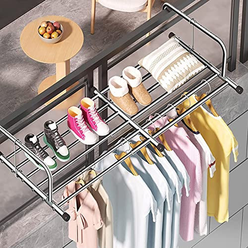 Tendedero de ropa para balcón, tendedero extensible para ropa, tendedero de pared, tendedero plegable de acero inoxidable para ropa, para ventanas de seguridad, barandillas, ventanas, radiadores