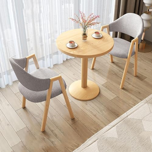 Modernes rundes Konferenztisch-Set mit Stahlrahmen, 3-teiliges Esszimmer-Set, inklusive kleinem Tisch und 2 Stühlen, ideal für kleine Wohnung, Wohnzimmer, stilvolle und platzsparende Möbellösung