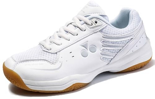 Leichtrit Unisex,Badminton Schuhe Damen,Tischtennis Schuhe,Tischtennis Schuhe Herren,Volleyballschuhe,Tennis Hallenschuhe,UnterstüTzung,Bequemes Futter,Atmungsaktives,Für Badminton,Volleyball,Weiß