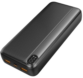 TechFlow Power Bank, 20,000mAh Portable Power Bank – Ultra High Capacity Battery Pack with 1 USB-C PD 18W & 2 USB-A PD 22.5W Ports, Fast Charging for Smartphones, Tablets, and More