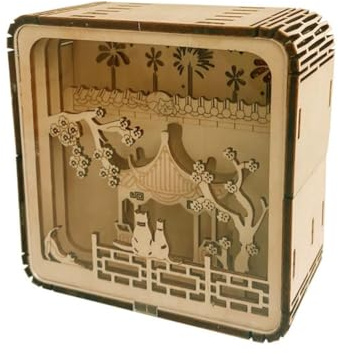 AMEIYUN Wooden Carved Night Light 3D Three-Dimensional Puzzle, Antique Craftsmanship Decoration, Bedroom Bedside Small Night Lamp, Commemorative Gift