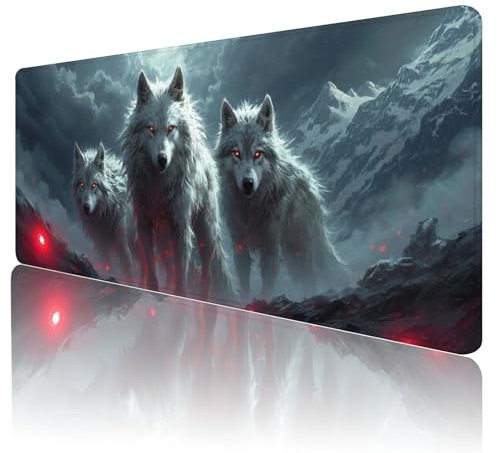 Gaming Mouse Pad Grey Large Mouse Mat xxl 900x400mm Speed Gaming Mousepad Wolf Desk Mat Improved Precision and Speed For Stable Grip on Smooth Surfaces for Computer Gamer Office Desk Accessories,Y-149