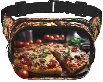 Sac banane carré double couche – Sac à bandoulière/sangle de poitrine réglable, pour voyage, entraînement, course à pied, saucisse, pizza alléchante