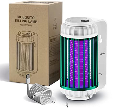 Insektenvernichter Elektrischer, Mückenfalle Elektrisch, Fliegenfalle Elektrisch USB, Mückenlampe Akku, Insektenfalle Lampe Innen Insektenlampe Außen UV Moskito Killer 50m² (Wiederaufladbar, Grün)