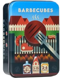 Alley Cat Games Barbecubes Meat Edition Ages 8+ | 2-6 Players | Dexterity Stacking Game | Skill & Balance Card and BBQ Grill Game in Travel Tin | Tabletop Challenge | Travel Game