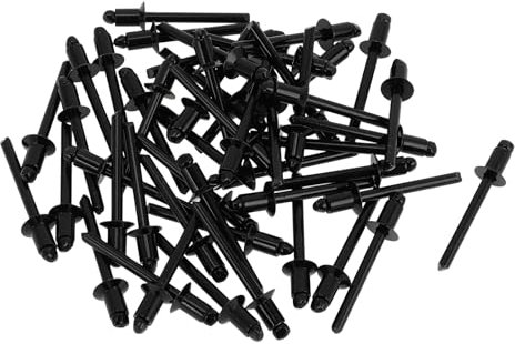 TUCKBOLD Offene Enden Großkopf Blindnieten Schwarz 50 Stück 6,4 mm Griffdurchmesser 10 mm Grifflänge 11 mm Flangedurchmesser Eisen