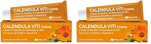 Calendula Viti - Crema Lenitiva, con Estratto di Calendula al 30% e Burro di Karité, Idrata e Protegge, Senza Coloranti, Ideale per Pelli Sensibili, Tubo da 100 ml (Confezione da 2)