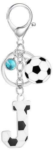 MWOOT Schlüsselanhänger Fußball Buchstabe, Schlüsselanhänger mit Fussball Anfangsbuchstaben Anhänger für Jungen Mädchen, Fußballfans Geschenke Schlüsselringe für Rucksack Handtaschen Charms