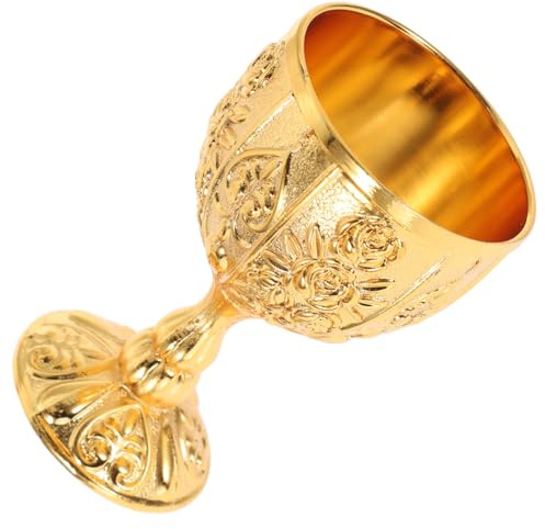 Gatuida Cáliz Vintage de Aleación de Zinc Dorado, Copa de Latón Resistente a Golpes Diseño Europeo Antiguo, Adecuado para Decoraciones Festivas y Halloween