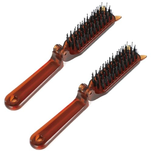 KEWUFSpazzola Pieghevole Pettine per Capelli da Viaggio, Spazzola Setole Cinghiale Portatile, Facile da Trasportare (2 Pezzi)