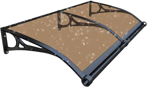 HOLGVE Pensilina da Esterno, Tettoia per Esterno con Grondaia, Veranda Pensilina in Policarbonato per Porta d'ingresso Esterna, Veranda/Patio/terrazza in Lamiera Alveolare(Brown,100x180cm/39 x71)