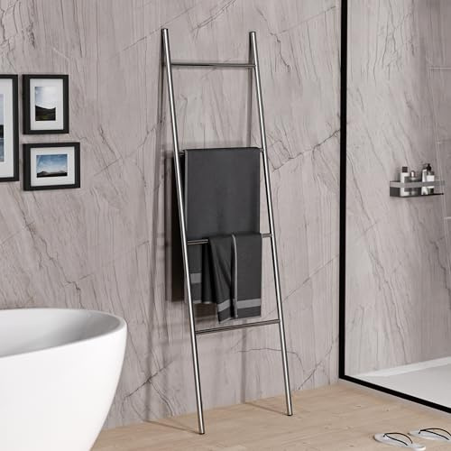 BERNSTEIN - Echelle porte-serviettes à poser/fixer Chrome Acier inox 170x49cm Support Serviette Salle de bain Design - Série OLA