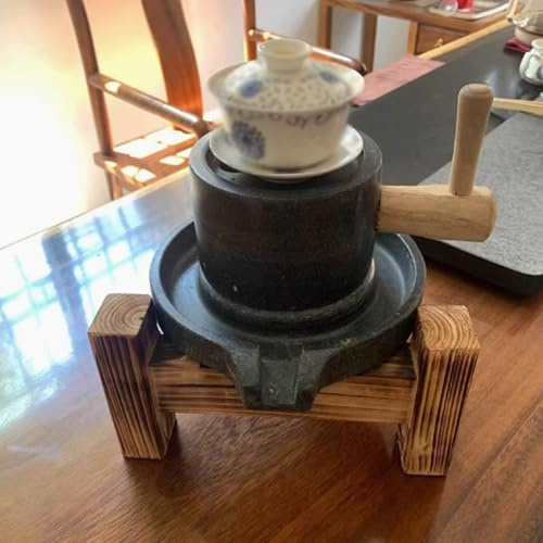 Mano manovella grano di pietra Mill per tè Matcha, fagioli, orzo, spezie e mais macinazione, telaio in legno polvere Grinder