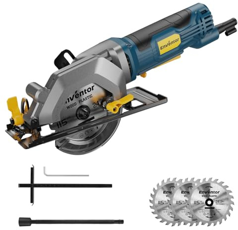 Enventor Mini Circular Saw 580W 4000RPM 115mm 3 Blades 43mm/29mm Wood Plastic