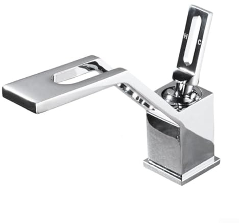 Juego de grifo de lavabo con control de doble temperatura, construcción de latón para mayor durabilidad, diseño sin salpicaduras y ahorro de agua, gris esmerilado (plata)