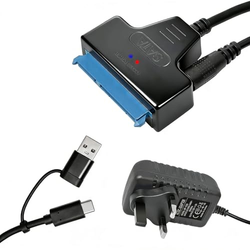 Jiyeo SATA to USB 3.0 Adapter with 12V 2A Power Supply | USB C to SATA Cable for 3.5 2.5 HDD SSD,5Gbps High-Speed Transfer External Hard Drive Reader for Windows Macos Linux UASP