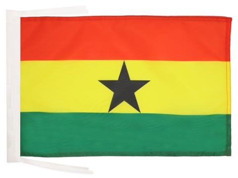 AZ FLAG Bandera Ghana 45x30 cm Estandarte Ghanés Poliéster 100D Cuerdas | Uso interior y exterior Enseña costuras dobles y bordes reforzados