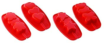 Silikomart SLK820018 Kit 12 Stampi Fiori Cuori Stelle Farfalle, Silicone, Rosso, 13x12.8x6 cm, 1 unità
