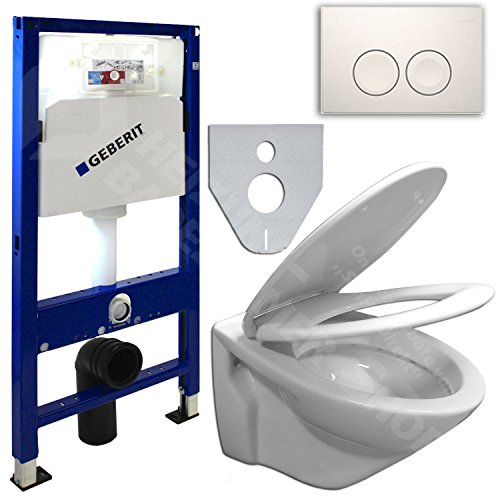 GEBERIT Duofix UP100 Vorwandelement, Wand WC beschichtet, WC-Sitz Soft-Closin (Delta 25 Weiß/rund)