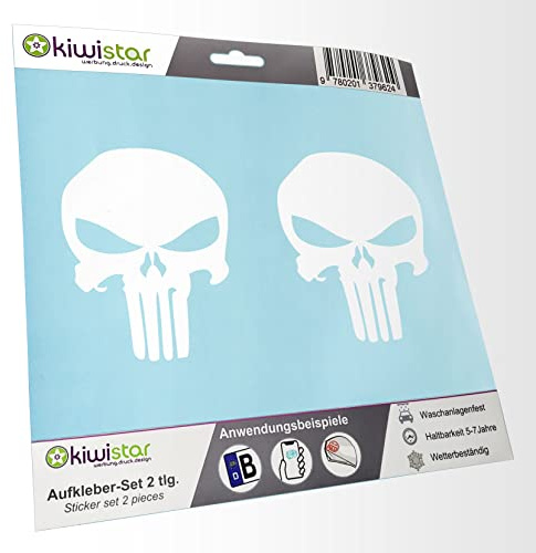 hauptsachebeklebt - 2X Kennzeichenaufkleber -Totenkopf - Todessymbol Aufkleber für Auto, Laptop, Fahrrad, LKW, Motorrad Mehrfarbig JDM Decal Racing