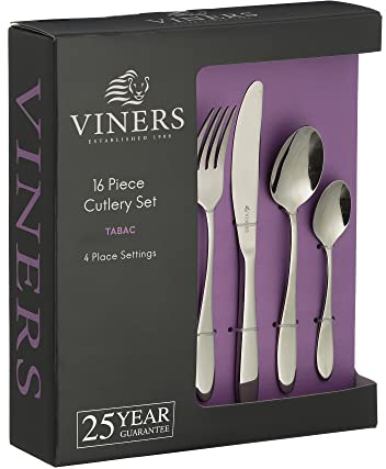 Viners Tabac 16 Piece 18/0 Stainless Steel Cutlery Set with Gift Box