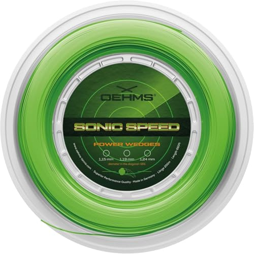 Oehms Sonic Speed Power Wedges | Profilierte Co-Polyester Tennis-Saite | 200 m Rolle | 1.24 mm