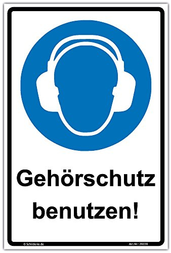 Schild Gehörschutz tragen ASR 1.3,Hinweisschild 300x200 mm,Hochformat, stabile Aluminiumverbundplatte 3mm stark - inkl. 4 Eckbohrungen