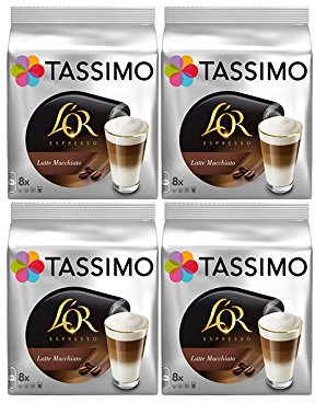 Tassimo T Discs L'OR Espresso Latte Macchiato (4 Packs, 64 T Discs, 32 Servings)