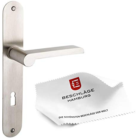 Beschläge Hamburg Bauhaus Türbeschlag im Design nach Wagenfeld um 1926 Türgriffe, Türklinken, Türdrücker — Langschild Drückergarnitur Innentür, matt vernickelt°°
