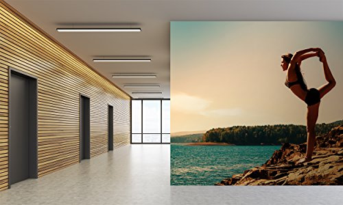 Fotomural Vinilo Pared Deportivo Barato Chica Estirando | Fotomurales Pared | Fotomural Decorativo | Mural | Vinilo Decorativo | Varias Medidas 200 x 150 cm | Decoración Gimnasios | Deportes Varios