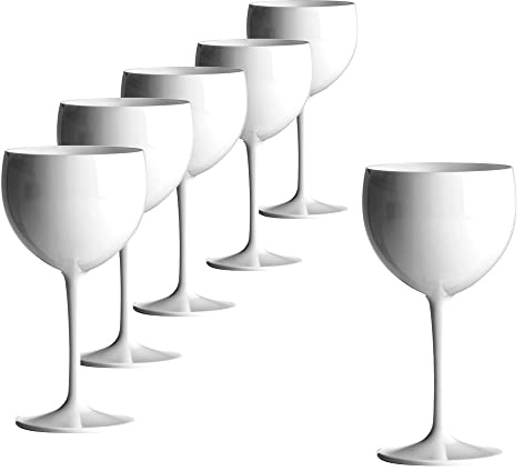 Doimoflair Ballonglas Weinglas aus Kunststoff Weinbecher Plastik Rotweinglas Weiß 40 cl. Set 6 Stück